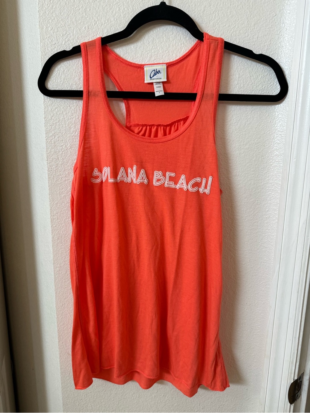 Coral Muscle Tank Top with Solana Beach Graphic